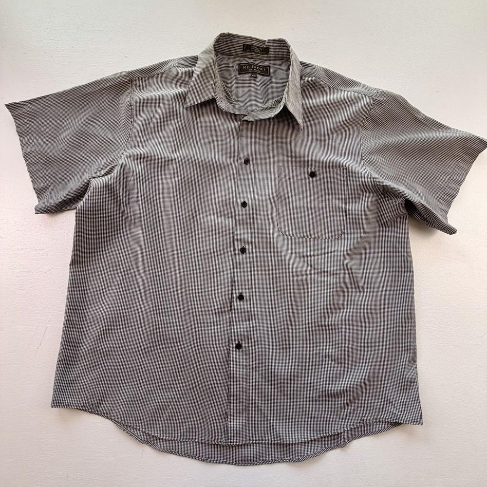 M.E. Sport Collection Men's Shirt Button Up Shirt 2XL, Gray Short Sleeve Classic